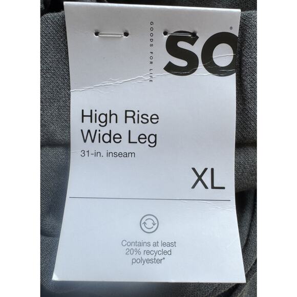 SO Goods For Life Pants Women Size XL Wide Leg high Rise Gray Lined Pleated NEW - Picture 8 of 10